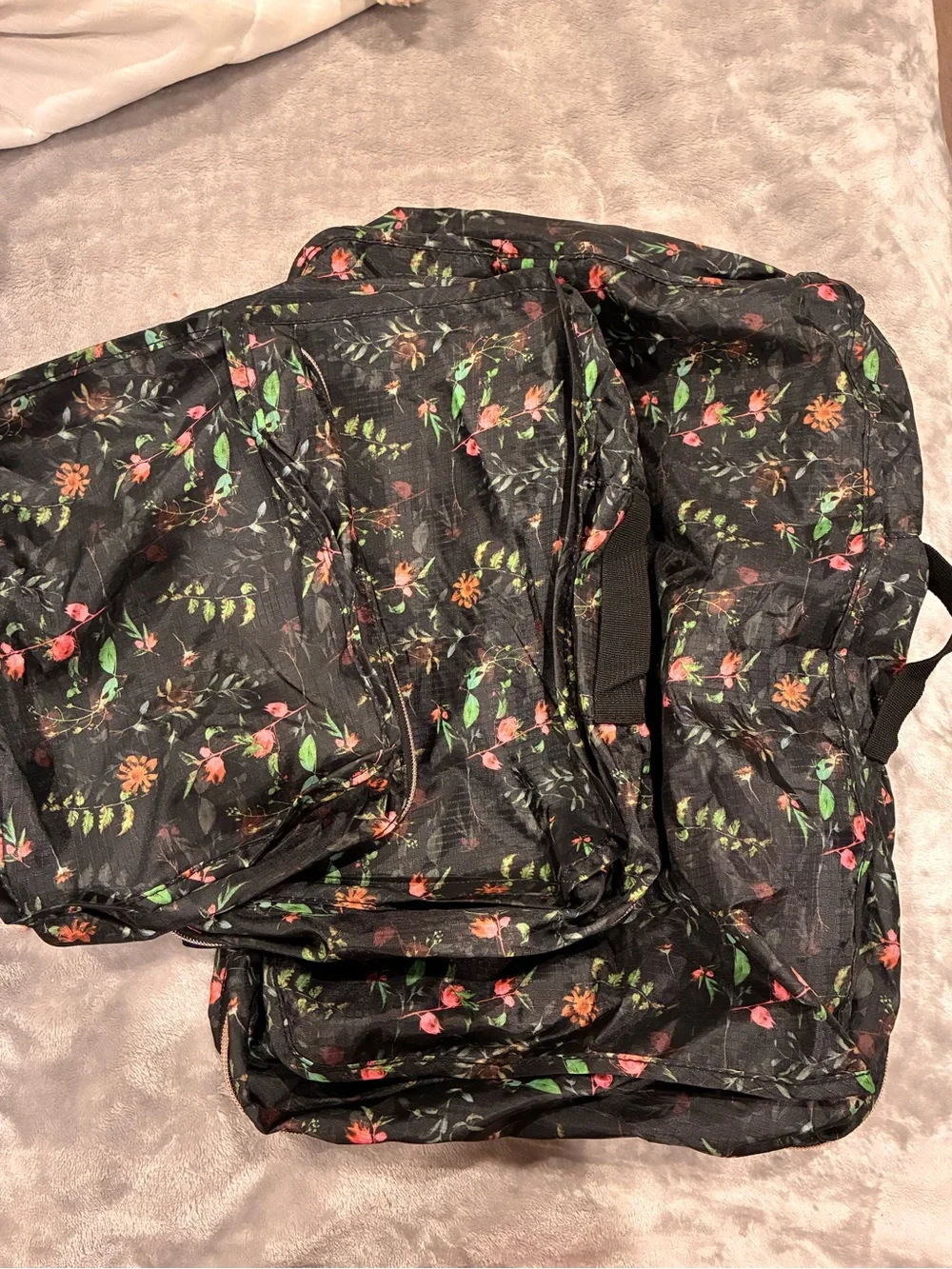 Mytagalongs travel Floral Packing Cube Set Black rose Print mesh